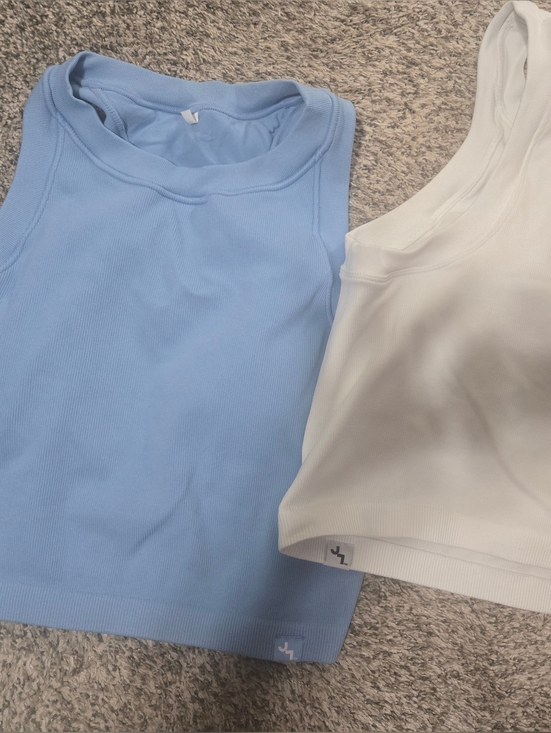 JoyLab Tops - Target Joylab Athletic Light Blue and White Ribbed Tank Tops Sz L